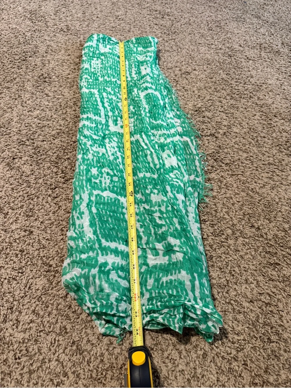 Set of Three Lightweight Patterned Scarves in Teal & Green